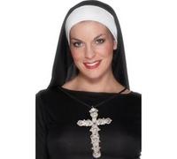 Smiffy's Pendentif croix ornée – argent, fil noir – Halloween – Taille unique adulte