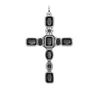 Croix Pendentif En Pierre Noire, 925 Sterling Silver Vintage Pendentif Bijoux Collier Accessoires Cadeau Pour Femme Homme Fille