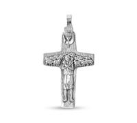 Croix pendentif Pendentif Bon Pasteur en argent sterling 925, 37 mm. Pape François. Gravure incluse dans le prix - Personnalisable - GRAVURE INCLUSE DANS LE PRIX