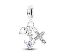 Croix, pendentif vue et amour du navire, accessoire de bracelet à breloques en argent sterling 925, compatible avec le collier bracelet pandora