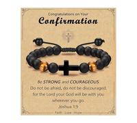 Croix réglable en perles pour garçons, cérémonie religieuse, baptême, confirmation, cadeau de filleul, petit-fils, neveu fait à la main, taille unique, Comme décrit