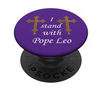 Croix Romaine. Je suis avec Le Pape Leo. PopSockets PopGrip Adhésif