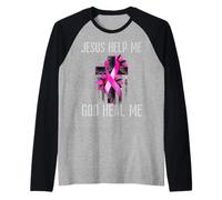Croix Rose « Jesus Help Me God Heal Me » pour la Sensibilisation au Cancer du Sein Manche Raglan