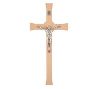 Croix suspendue avec passion, bois naturel hêtre 18x8x1,4cm