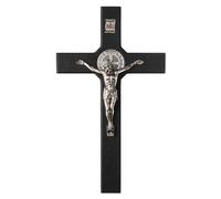 Croix suspendue de Saint Benoît avec la Passion Croix suspendue en bois de hêtre (noir, 28x16x1,8cm)