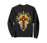 Croix vitrail Sunburst Christian Faith Art Sweatshirt