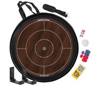 Crokinole Europe Jeu de Société Complet Dark Pack | Plateau de Tournoi 67 cm, 26 Pions, Poudre de Carrom, Support Mural et Sac de Transport | Idéal pour Familles