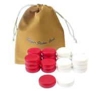 Crokinole Europe, Palets de Tournoi Blanc & Rouge, Set de 26 Pièces, Taille Officielle 1-1/4 Pouce, Bois Dur, Surface Lisse, Palets de Rechange & Pochette de Rangement