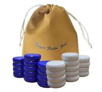 Crokinole Europe, Palets de Tournoi Bleu & Blanc, Set de 26 Pièces, Taille Officielle 1-1/4 Pouce, Bois Dur de Qualité pour Jeux de Société et Carrom