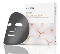 CROMA Masque Visage Détox au Charbon, Souchet Rond et Complexe Purifiant pour Peaux Grasses et Mixtes - Exfoliation Douce, Hydratant, Purifiant - 8 Masques par Emballage