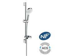 Hansgrohe Ensemble de douche Crometta Vario 26553400, blanc chromé, barre 65 cm, porte-savon Casetta