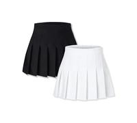 Cromoncent Lot de 2 jupes plissées avec poches pour filles et femmes, jupes courtes taille haute pour uniforme scolaire, noir/blanc, Taille 3XL