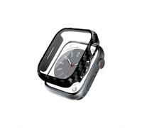 Crong Coque de Protection Hybride avec Film de Protection d'écran en Verre Compatible avec Apple Watch 45 mm, Carbone