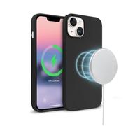 Coque MagSafe en Silicone pour iPhone 13 et 14 avec Anneau Magnétique Crong Noir