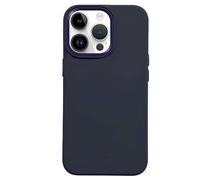 Crong Coque pour iPhone 15 Pro en Silicone Souple Antichocs Bleu marine
