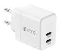 Chargeur Secteur 2 USB-C 35W PD 3.0 / PPS Ultra-Compact GaN Crong Blanc