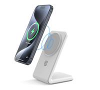 Crong CRG-MSS-WHT - Chargeur sans fil 2-en-1 MagSafe pour iPhone et AirPods, blanc