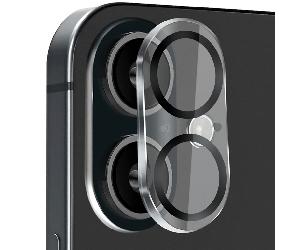 Crong Verre Trempé Caméra pour iPhone 16 / 16 Plus Lens Shield Ultra Résistant Noir transparent