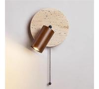 Cronique Rotation, Lampe travertin Jaune Naturel, lumière Murale Bois avec Interrupteur, Montage Mural en Pierre intérieure (Noix)
