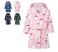 CROOUTN Peignoirs de Bain Enfant Rose Licorne Vêtements de Nuit Garçon Fille Peignoir Ultra Doux et Léger Serviette de Bain Capuche Pyjamas 2-3 Ans Rose Pink 2-3 Years