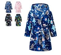 CROOUTN Requin Peignoirs de Bain Enfant Vêtements de Nuit Garçon Fille Peignoir Ultra Doux et Léger Serviette de Bain Capuche 6-7 Ans Bleu Blue 6-7 Years