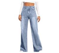 Crop Jeans Femme Y2k Jeans pour Femme Jean Évasé Coupe Large Pantalon Cargo Ample Gothique Punk Foncé Vintage Baggy Hose Droit Jeans Cuissard Lavage Durable Femme