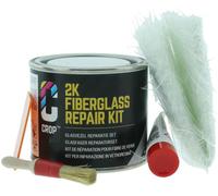 CROP Kit de réparation mastic polyester 2K renforcé fibre de verre - Mat 2K - Réparations stables sur carrosserie & PRV - 125 ML