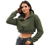 Crop Pull Court Femme Crop Sweat Shirt Oversize Femme Pullover Sweat-Shirt Femme Pulls Femme Grande Taille Gros Pull Crop Top Sport Ample Femmes Pull-Over Femme Cintré Décontracté Sweater Vert M