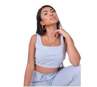 Crop top bretelle large basic femme Project X Paris - bleu - M M