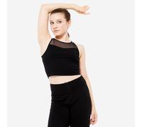 Crop top danse modern jazz brassière intégrée Fille - noir