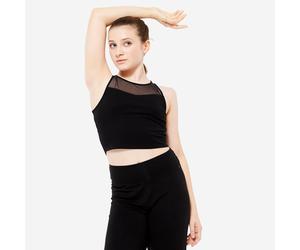 Crop top danse modern jazz brassière intégrée Fille - noir