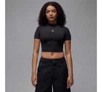 Crop top en maille à manches courtes Jordan pour femme Noir/Blanc L (FR 46-48)