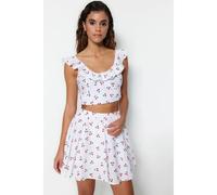 Crop Top Et Jupe Patineuse - Blanc Femme 36 (Eu) Blanc/Rouge/Vert