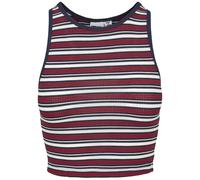 Urban Classics Haut Court côtelé à Rayures pour Femme, Blanc/Bleu Marine/Rouge feu, L
