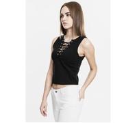 Crop Top Femme - URBAN CLASSICS - Ladies Lace Up Cropped Top - Noir - Ajustée - Sans Manche L