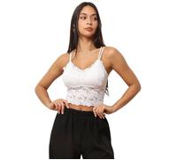 Crop top style bralette à double bretelles fines.Doté de 2 coques de maintien et d'une doublure. pour femme - Tops, t-shirts - La Mo Taille unique