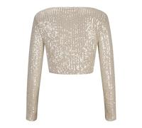 Crop Tops Women's Sequined Pullover 2025 Crew Neck Long Sleeve Short Shirts Fancy Mesh Evening Party Wear for Night Out