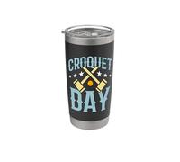 Croquet Day Loves Playing Outdoor Game Croquet Ball Gobelet isotherme en acier inoxydable double paroi