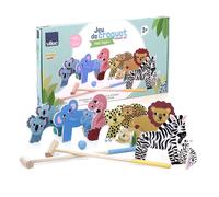 VILAC - Jeu de Croquet Petit Safari - Michelle Carlslund - Jouet Plein Air - 6 arceaux Animaux en Bois + 6 Cales colorées en Bois - Jeux en Bois - Dès 3 Ans - 8572