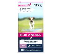 12kg Eukanuba Grain Free Puppy Small / Medium Breed saumon - Croquettes pour chien