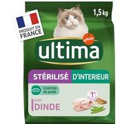 Croquettes pour Chat Adulte Stérilisé D'intérieur Dinde Ultima - Le Sac d'1,5kg Lot De 3 - par Lot