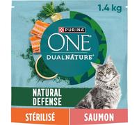 Croquettes pour Chat Adulte Stérilisé Saumon Spiruline Dual Nature PURINA One - Le Sac d'1,4kg Lot De 2 - par Lot
