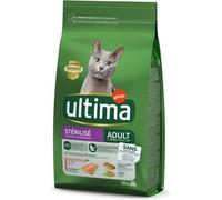 Croquettes pour chats - ULTIMA - Chats Stérilisés - Saumon - Orge - Lot de 3 x 1.5kg