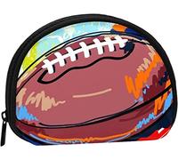 Croquis de Ballon de Rugby avec des gribouillages colorés, Portefeuille, Trousse de Maquillage, Sac de Rangement pour Femmes, Petit Porte-Monnaie, Pochette de Changement de Coque