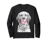 Croquis de Chien Setter Anglais soufflant Chewing-Gum Manche Longue
