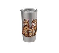 Croquis de famille de chatons du Bengale. Gobelet isotherme en acier inoxydable double paroi
