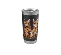 Croquis de famille de chatons du Bengale. Gobelet isotherme en acier inoxydable double paroi