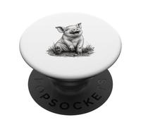 Croquis de porcelet Heureux, Art réaliste et Mignon PopSockets PopGrip Adhésif
