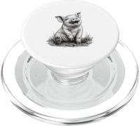 Croquis de porcelet Heureux, Art réaliste et Mignon PopSockets PopGrip pour MagSafe