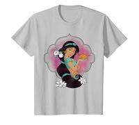 Croquis de portrait de Disney Aladdin Jasmine et lampe T-Shirt, Enfant, Argent, 10 ans